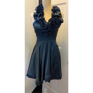 B. Darlin Ruffle Dress Blueish Charcoal Color Party Holiday - Size 3/4